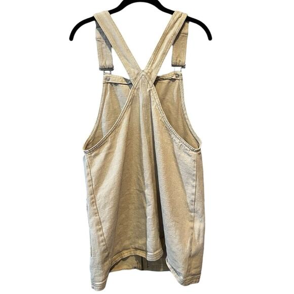 Kendall and Kylie Denim Front Zip Patch Pocket Pinafore Tan size L - Picture 3 of 11